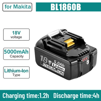 100% Оригинална Батерия 18V Makita 5000mAh За Електроинструменти Makita с led Литиево-йонна батерия Заместител на LXT BL1860B BL1860 BL1850
