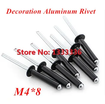 100шт черни алуминиеви заклепочных пръти M4*8 за теглене на декоративни копчета