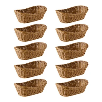 10X Овални ракита кошница за хляб, 10,2-инчов кошница за съхранение на продукти, плодове, козметика, плотове и баня