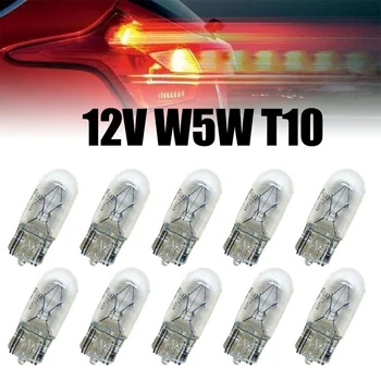 10ШТ T10 12V W5W Автомобили Халогенна Крушка Стоп-сигнал Сигналната Лампа на Задния Стоп на Колата 3000k 12V Бяла Светлина