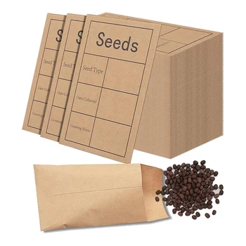 150 опаковки, пликове за съхраняване на семената, малки хартиени пликове за семена, 2,3X3,5-инчов самоуплотняющиеся крафт-пакети за семена, пликове