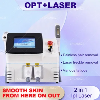 2 в 1 преносима лазерната машина за премахване на татуировки лазера и Ipl 2023 Нов одобрен CE лазер OPT ND YAG Идеалната машина за епилация