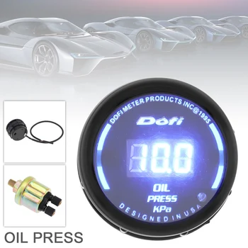 2 Инча 52 мм Автомобилен LCD Цифров Led Дисплей Манометър за Налягане на масло 0-10 kpa Синя Led Автоматично Измерване на Температурата на маслото с Електронни Сензори