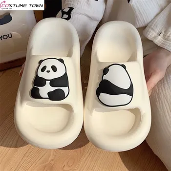 2023 Модерен и сладък домашни чехли с шарките на пандите в неплъзгащи дебела подметка, чехли за баня