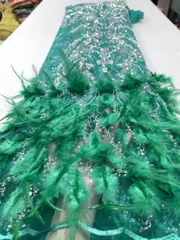 2023 най-Новите африкански френски тюлевые окото дантела с високо качество, ръчно изработени от пухкави пера мрежести тъкани за нигерийски сватбена рокля на булката