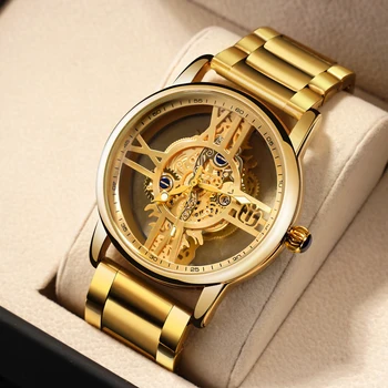 2023 Нов Мъжки Часовник Skeleton Автоматично кварцов Часовник Gold Skeleton Реколта Мъжки Часовник Мъжки S Часовници са Най-добрата Марка Луксозни часовници мъжки