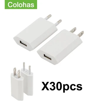 30 бр./лот USB Кабел ЕС/САЩ Включете Зарядно Устройство За Телефон, Стенно Зарядно Устройство за Пътуване захранващ Адаптер за iPhone 12 Pro 11 XS MAX XR X Директна доставка