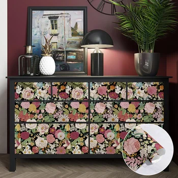 3d цветен дизайн отклеивает и приклеивает водоустойчив трайни тапети на цветчета за спални, самозалепващи сменяеми тапети на цветчета от PVC