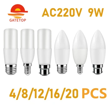 4-20 бр. светодиодна лампа-свещ 9 W E27 E14 B22 Led Лампа Bombillas AC 220 В Lamparas Лампа, Използвана за декоративно осветление на дома и офиса