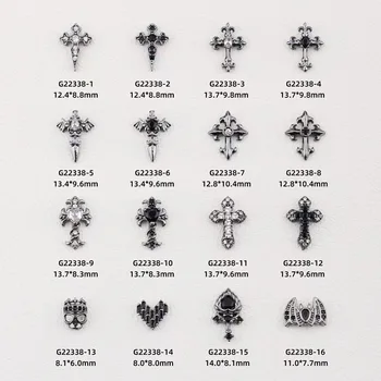 5/20 броя Тъмно-пънк Y2K Кръст дизайн декорации за нокти, набор от шарм планински кристал САМ аксесоари за нокти QB050-051