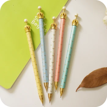 5 броя, канцеларски материали от Япония и Южна Корея, хубаво перлена корона, автоматичен молив, творчески натиснете молив, 0,7 м, метална пръчка, молив