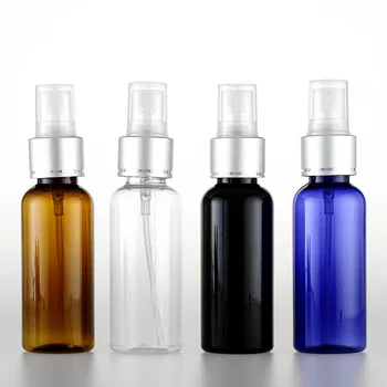 50 мл спрей пътна PET бутилка за козметични опаковки, 1,7 грама кафяв / сини пластмасови празни бутилки за течни лекарства, 50 бр. /лот
