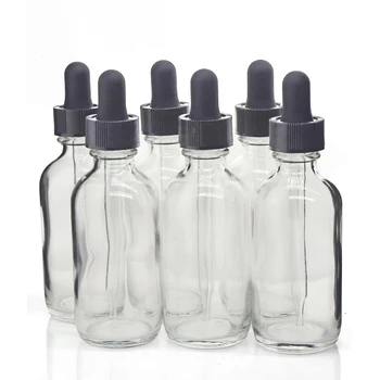 6шт 2 унции 60 мл Прозрачна стъклена бутилка-краен със стъклен взетия за очите Е течност за ароматерапия с етерични масла за еднократна употреба