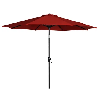 9 фута доматено-червен кръг открит наклонен чадър за вътрешен двор с дръжка