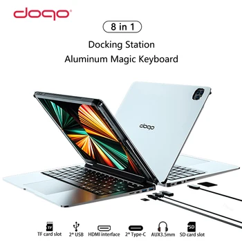 DOQO Алуминиев калъф Магията за iPad Keyboard Pro 12,9 2020 2021 2018 8 в 1 зарядно устройство-hub с магнитна подсветката на Кутията на клавиатурата