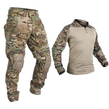 G3 Тактическа военна дрехи, мъжки панталони, бойна форма + накладки, ветроупорен тениски за еърсофт оръжия, армейское ловни съоръжения, пешеходни костюми