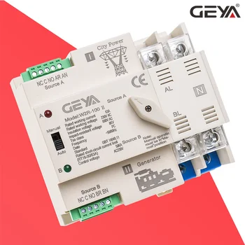 GEYA W2R ATS 2P Автоматичен Превключвател Предаване Контролер Непрекъсваеми захранващи Ключове 63A 100A 110V 220V Кабелна Подарък