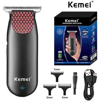 Kemei KM-889 Акумулаторна Имат Безжична Машина за Подстригване на коса BaldProfessional, Компактна Мини-Електрическа Машина За Рязане на Брада, Малък Преносим