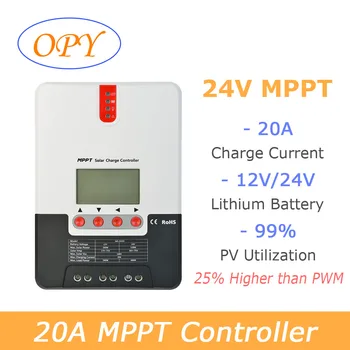 Mppt контролер за зареждане на слънчева батерия 12 В 24 В 20A контролер за слънчеви панели Регулатор батерии, LCD дисплей