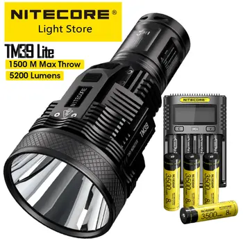 NITECORE TM39 Lite прожектор фенер 5200 lm обхват на лъча 1500 м OLED аварийно-спасителна акумулаторна лампа със зарядно устройство UMS4 и 4 батерии