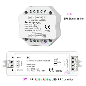 SA SPI TTL 2-канален усилвател на сигнала dc 5-24 В 12 SC WS2811 WS2812 WS2815 SPI RGB/RGBW Pixel LED Strip Контролер 2.4 G дистанционно управление