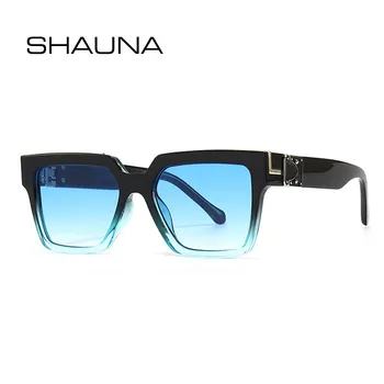 SHAUNA Ретро Квадратни Цветни Луксозни дамски слънчеви очила Марка дизайнер Градиентные огледално нюанси UV400 Мъжки тенденция слънчеви очила