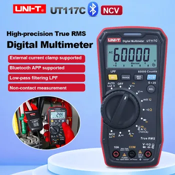 UNIT UT117C Bluetooth Цифров Мултицет 60000 Точки True RMS AC/DC Тестер за напрежение, ток Ohmmeter с Автоматичен обхват