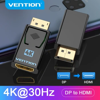 Vention Адаптер DisplayPort-HDMI 4K Мъжки DP-HDMI Женски Видео Аудио Конвертор за Преносими КОМПЮТРИ Проектор DisplayPort-HDMI