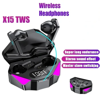 X15 TWS Слот Слушалки Безжични Bluetooth Слушалки С Микрофон Бас Аудио Позициониране на Звука 9D Стерео Музика Hi Fi Слушалки За Геймъри
