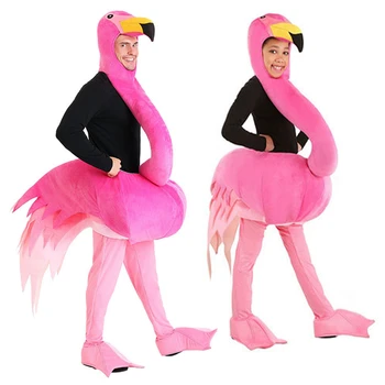 Абсолютно нов розово червено фламинго, мъжки костюми, карнавальная парти, забавен детски ролева костюм с фламинго, необичаен гащеризон за възрастен, елегантно облечен птица, cosplay