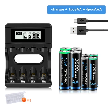 Акумулаторна батерия от 1,5 AA + AAA, Литиева Акумулаторна батерия от 1,5 AA, литиево-йонни батерии от 1,5 ААА и зарядно устройство от 1,5 AAA AA