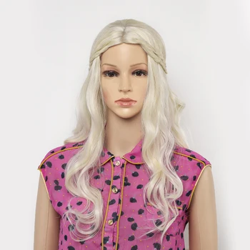 Амир Дълъг бежово перука за жени синтетични перука с дълга вълна светло сива коса, Перуки за cosplay Холивудската снежна кралица замразени