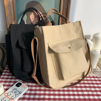 Вельветовая лека луксозна чанта през рамо, реколта училищна холщовая чанта с голям капацитет, диагонално чанта през рамото си, литературно универсална чанта-тоут
