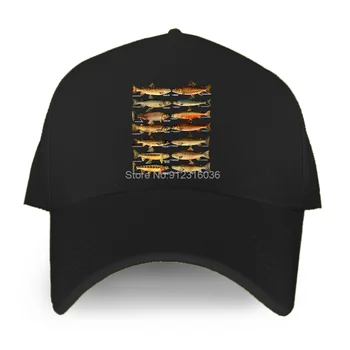 Видове пъстърва Видове риби Подарък за риболов Бейзболна шапка Мъжки памучен модни Регулируема шапка за почивка Унисекс шапка стаи за шапки