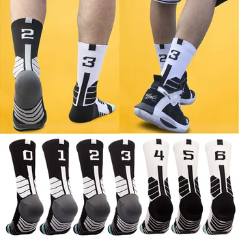 Висококачествени луксозни баскетболни чорапи, мъжки компресия чорапи за колоездене с номер, кърпа за възрастни, спортни чорапи на открито, унисекс