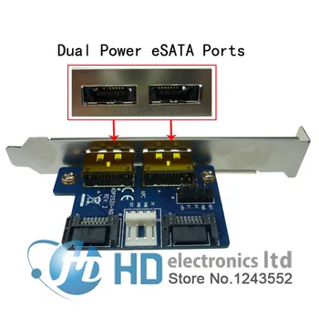 Двойно захранване чрез esata (eSATA + USB) към двойно адаптер SATA, от 2 SATA до 2 карти хранене esata