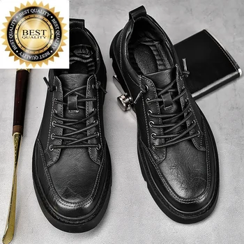 Ежедневна италианска бизнес брандираната мъжки обувки Модерен офис банкетная официалната чрез шнурове на дебела подметка