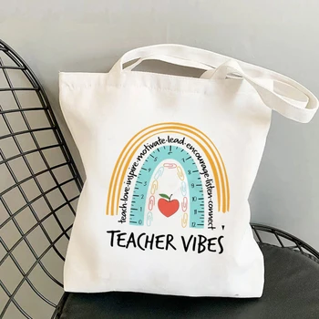 Еко дамски чанти през рамо Rainbow Teacher Модерна дамска чанта, холщовая чанта за пазаруване, всеки ден страхотни дамски пътни чанти-лотария 2021