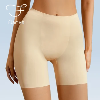 Женски гащи-боксерки Flarixa, безшевни защитни шорти от ледената коприна под пола, шорти за отслабване с висока талия, летни защитни панталони
