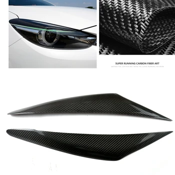 За Mazda 3 Axela 2017-2018 Истински въглеродни влакна предни главоболие светлина, на капака лампи, стикер за вежди, фар, тампон за вежди, тампон за очи