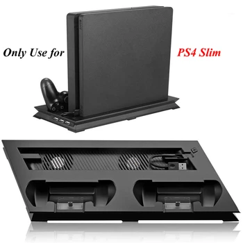 За PS4 тънка вертикална поставка с охлаждащ вентилатор Контролер Зарядно устройство зарядно устройство за зареждане на Play Station 4 тънки слот аксесоар