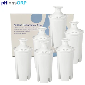 Заменяеми филтър за алкална вода в опаковка от 6 теми, подходящи за делви и диспенсеров Brita, Филтри за вода с моментално алкална рН и антиоксидантно ORP