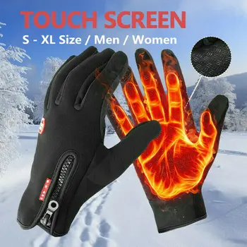 Зимните минерални ръкавици, ветрозащитная велосипедна студена ръкавица със сензорен екран за мъже, жени, топли нескользящие спортни ръкавици с цип за шофиране на открито