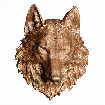 Индивидуално стенно украшение във формата на главата на вълка от смола и монтиране на украса за дома, творческа обстановка в формата на главата на животното, стенни декорации за всекидневна