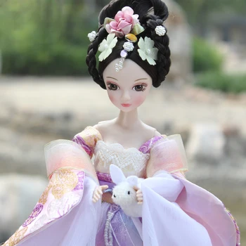 Кукли от древното китайско мита за феята Чанъэ, сменяеми играчки за грим ръчно изработени, с древния костюм, прическа, подарък красива момиче ZH168