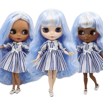 ЛЕДЕНАТА кукла DBS Blyth 1/6 bjd индивидуално лице с лилави смесени сини коса голото съвместно тялото за момичета подарък BL136/6005