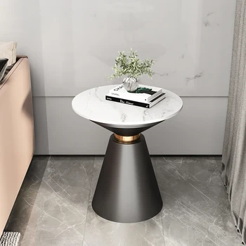 Масички в модерна всекидневна, прозрачен Луксозен бял водоустойчив кръгла масичка за кафе, минималистичная подови мебели за дома