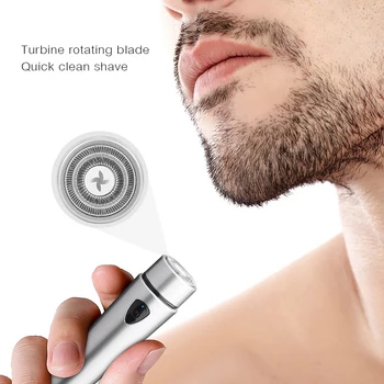 Мини преносим мъжка самобръсначка с бързо зареждане чрез USB, малошумная автомобили razor от бритой глава, мощна бръснач с въртящ се нож с турбо зареждане, бързо бръснене 36D