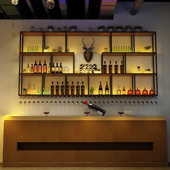 Модерен стенен винен шкаф за съхранение на Черно вино кабинет за ликьори Cantina, търговска ресторант, мебели Regal Stojak Na Wino