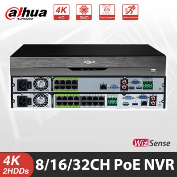 Мрежов рекордер Dahua POE NVR5208-8P-EI NVR5216-16P-EI ще Замени мрежов видеорекордер NVR5216-16P-4KS2 8/16/32CH 8/16PoE 4K и H. 265 WizSense
